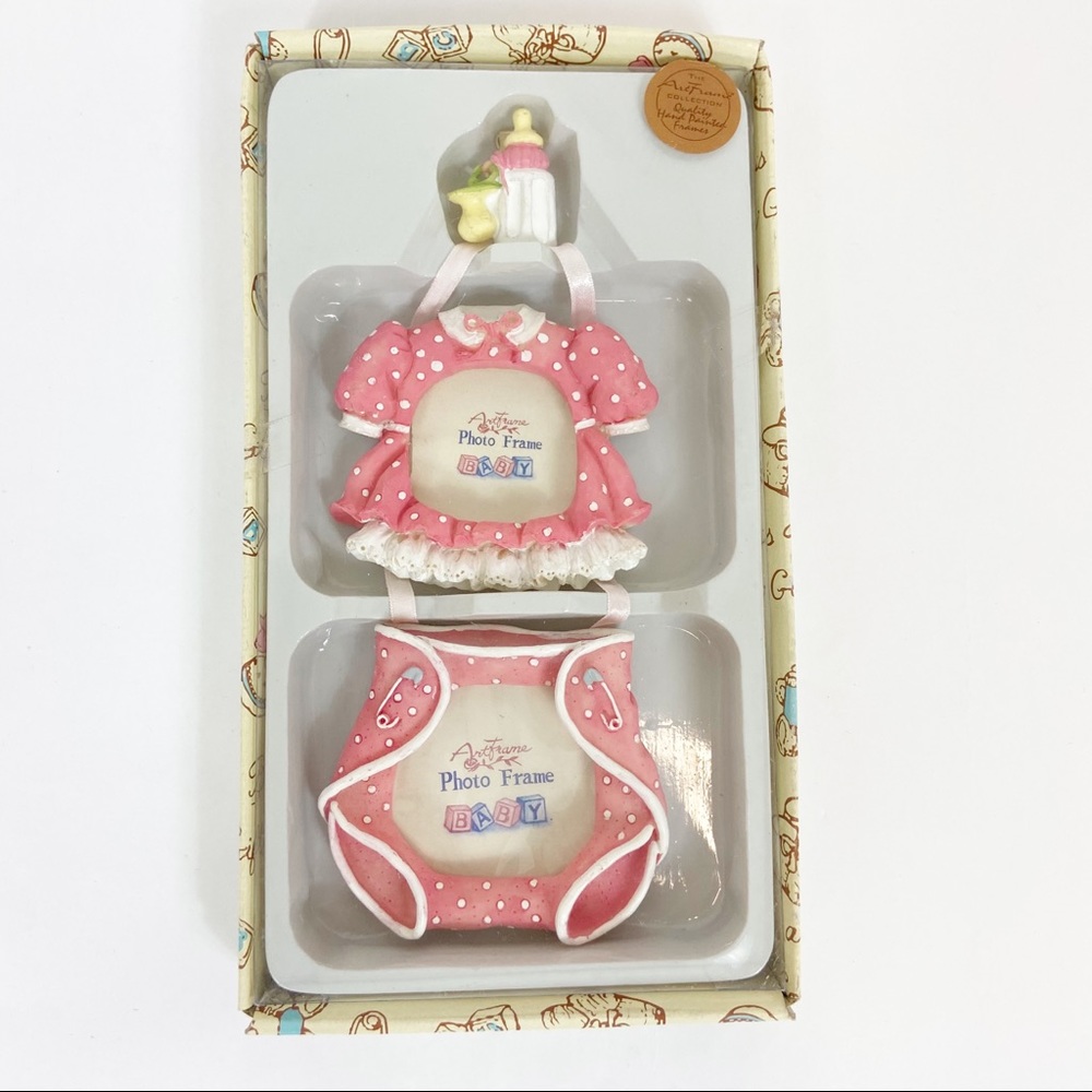VTG Baby Girl Wall Hanging Frame Pink White